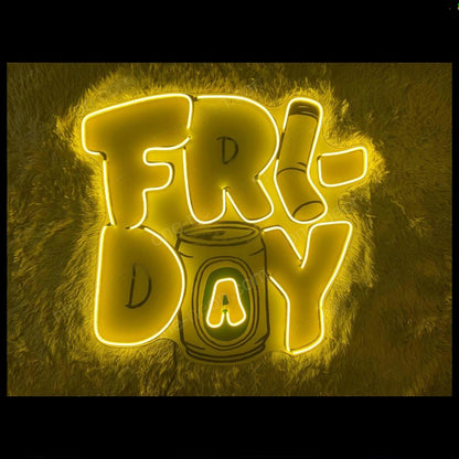 Bright Yellow Friday Drink And Straw Led Neon Sign For Cafe Bar Home Decor | Shineneon