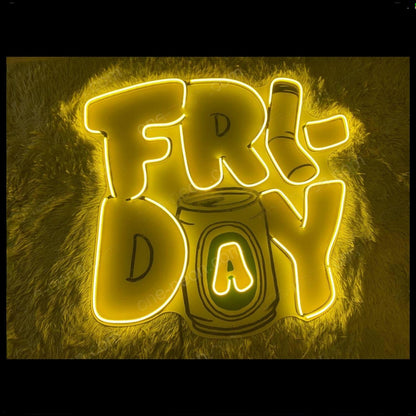 Bright Yellow Friday Drink And Straw Led Neon Sign For Cafe Bar Home Decor | Shineneon