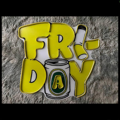 Bright Yellow Friday Drink And Straw Led Neon Sign For Cafe Bar Home Decor | Shineneon