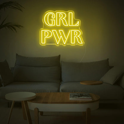 Bright Yellow Grl Pwr Led Neon Sign For Home Decor And Feminine Spaces | Shineneon