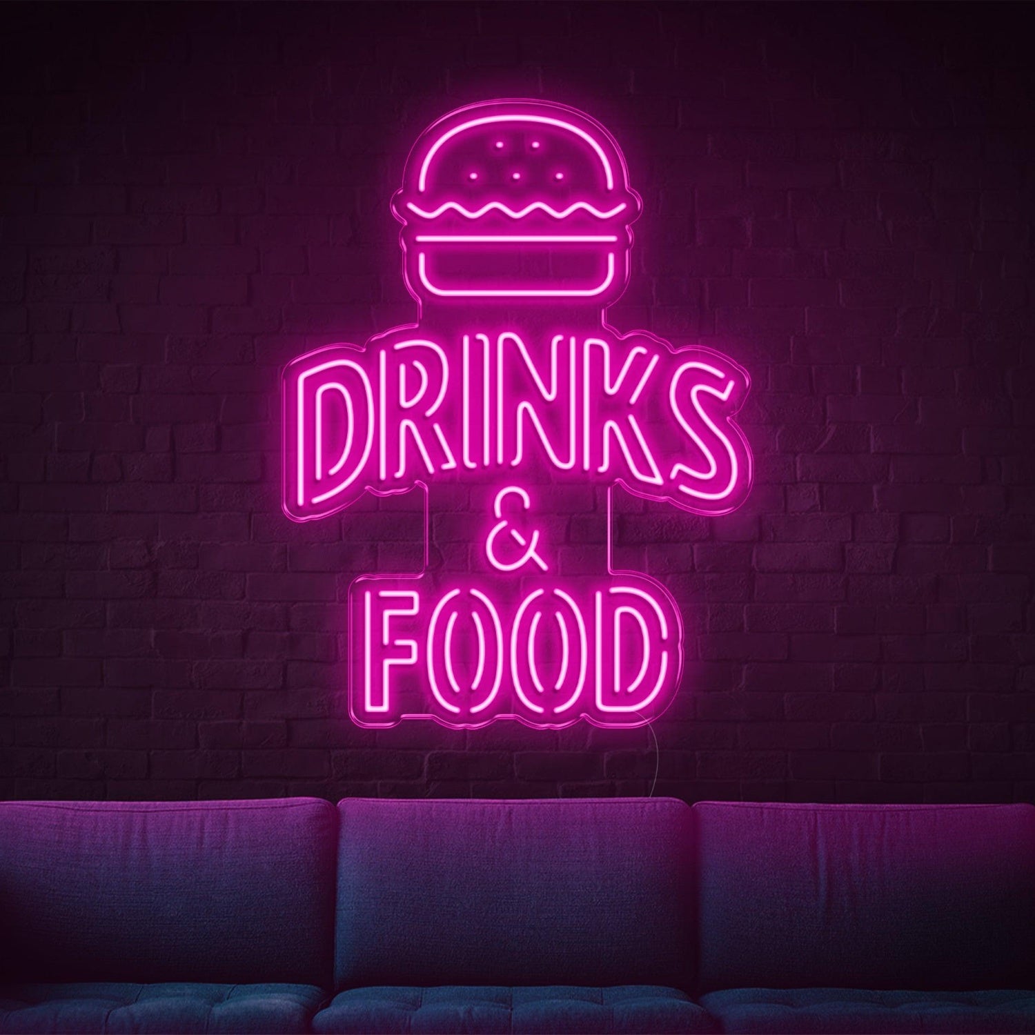 Bright Yellow Hamburger Drinks Food Led Neon Sign For Bar Cafe Restaurant Decor | Shineneon