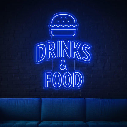 Bright Yellow Hamburger Drinks Food Led Neon Sign For Bar Cafe Restaurant Decor | Shineneon