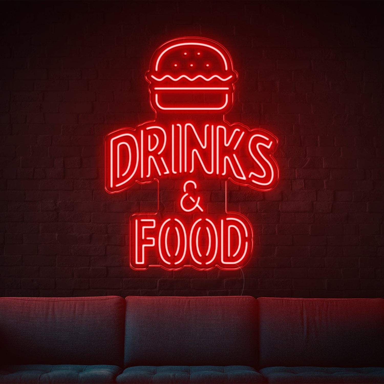 Bright Yellow Hamburger Drinks Food Led Neon Sign For Bar Cafe Restaurant Decor | Shineneon
