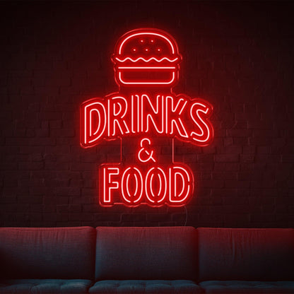Bright Yellow Hamburger Drinks Food Led Neon Sign For Bar Cafe Restaurant Decor | Shineneon