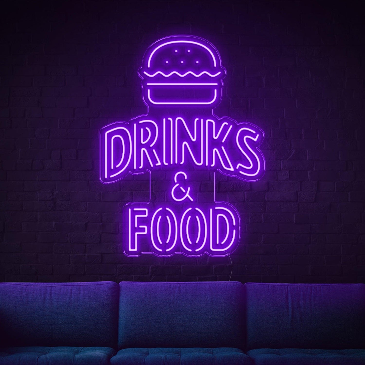 Bright Yellow Hamburger Drinks Food Led Neon Sign For Bar Cafe Restaurant Decor | Shineneon