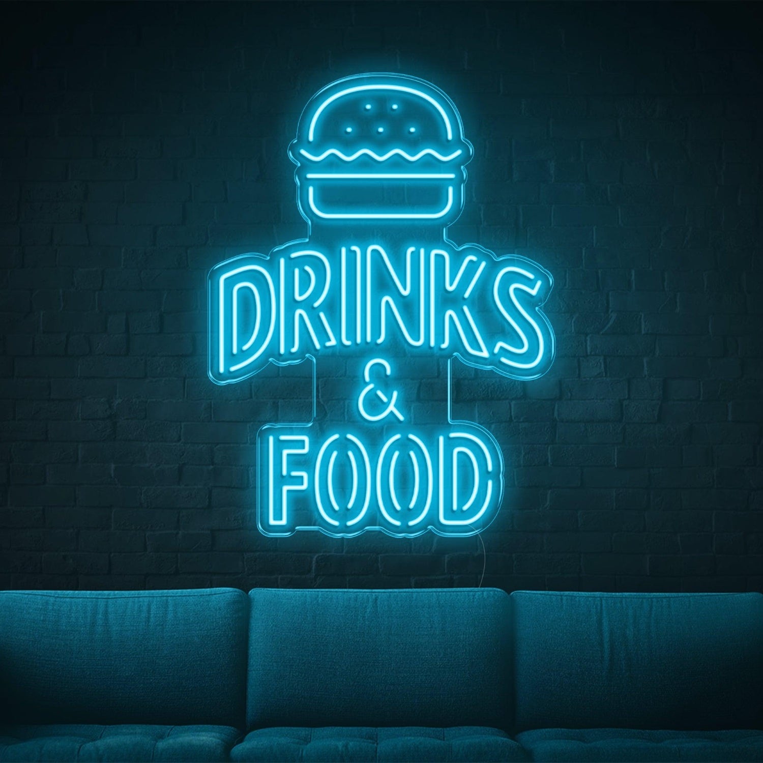 Bright Yellow Hamburger Drinks Food Led Neon Sign For Bar Cafe Restaurant Decor | Shineneon