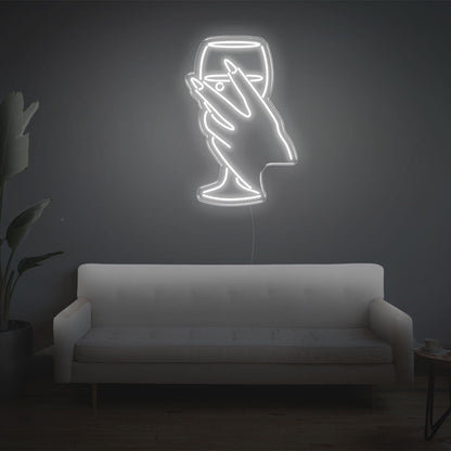 Bright Yellow Hand Holding Wine Glass Led Neon Sign For Home Bar Cafe Wall Art | Shineneon