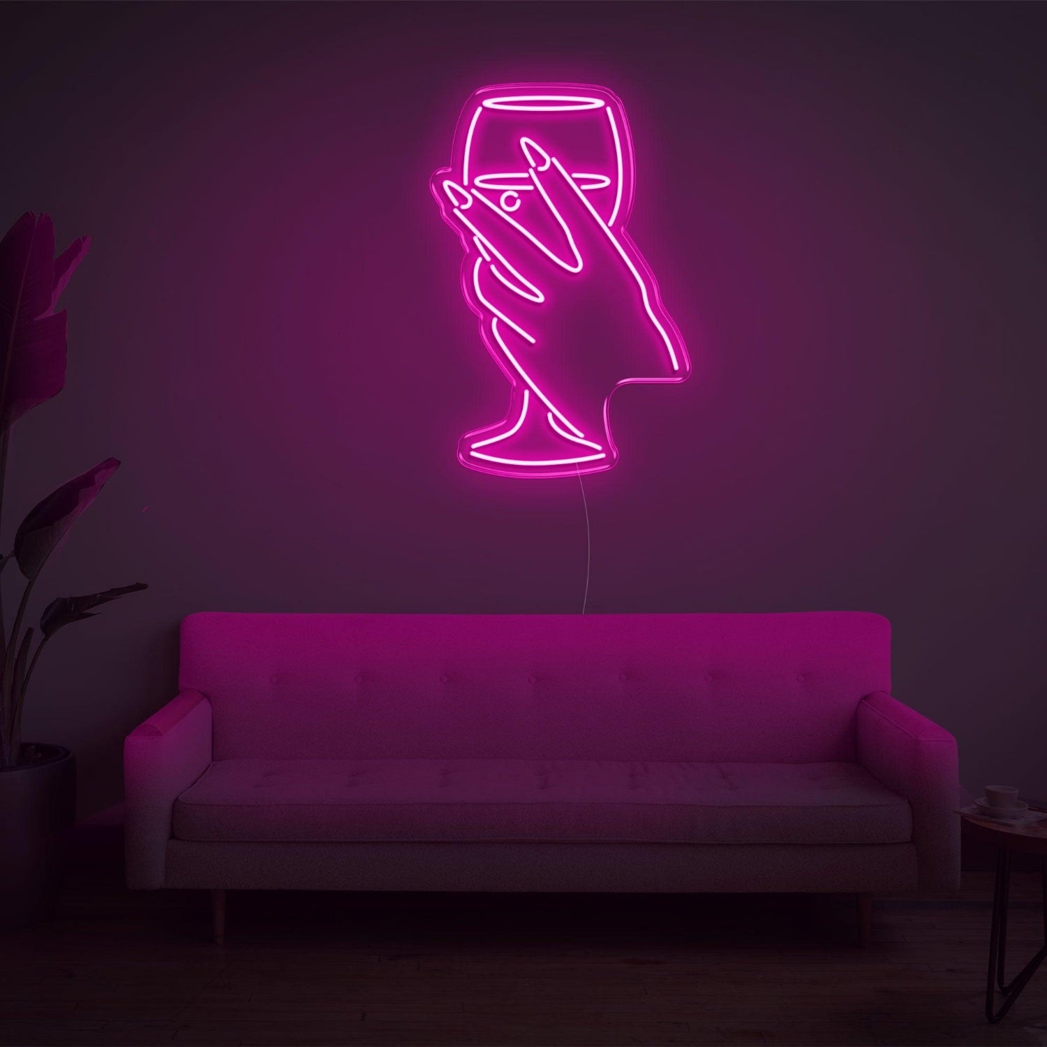 Bright Yellow Hand Holding Wine Glass Led Neon Sign For Home Bar Cafe Wall Art | Shineneon