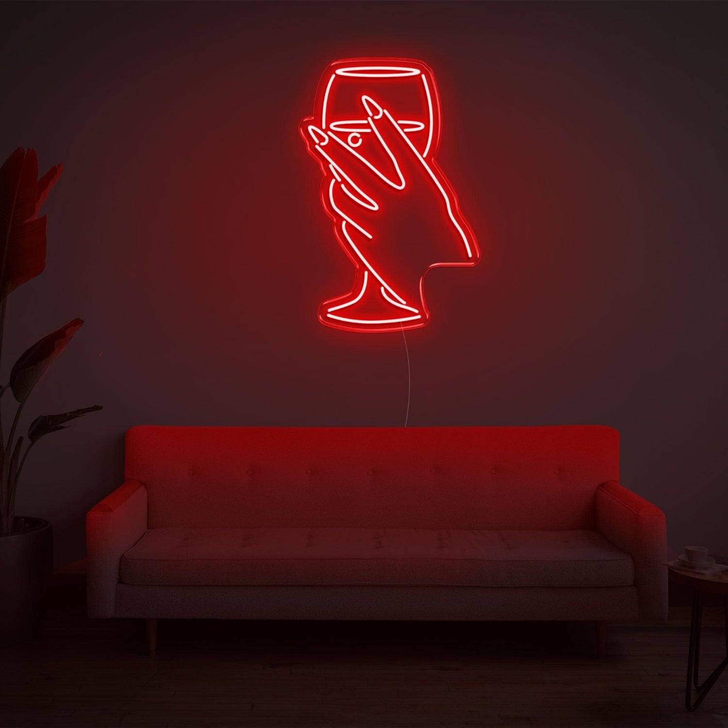 Bright Yellow Hand Holding Wine Glass Led Neon Sign For Home Bar Cafe Wall Art | Shineneon