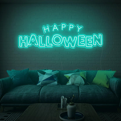 Bright Yellow Happy Halloween Led Neon Sign For Indoor Brick Wall Cozy Home Decor | Shineneon