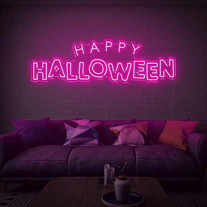 Bright Yellow Happy Halloween Led Neon Sign For Indoor Brick Wall Cozy Home Decor | Shineneon