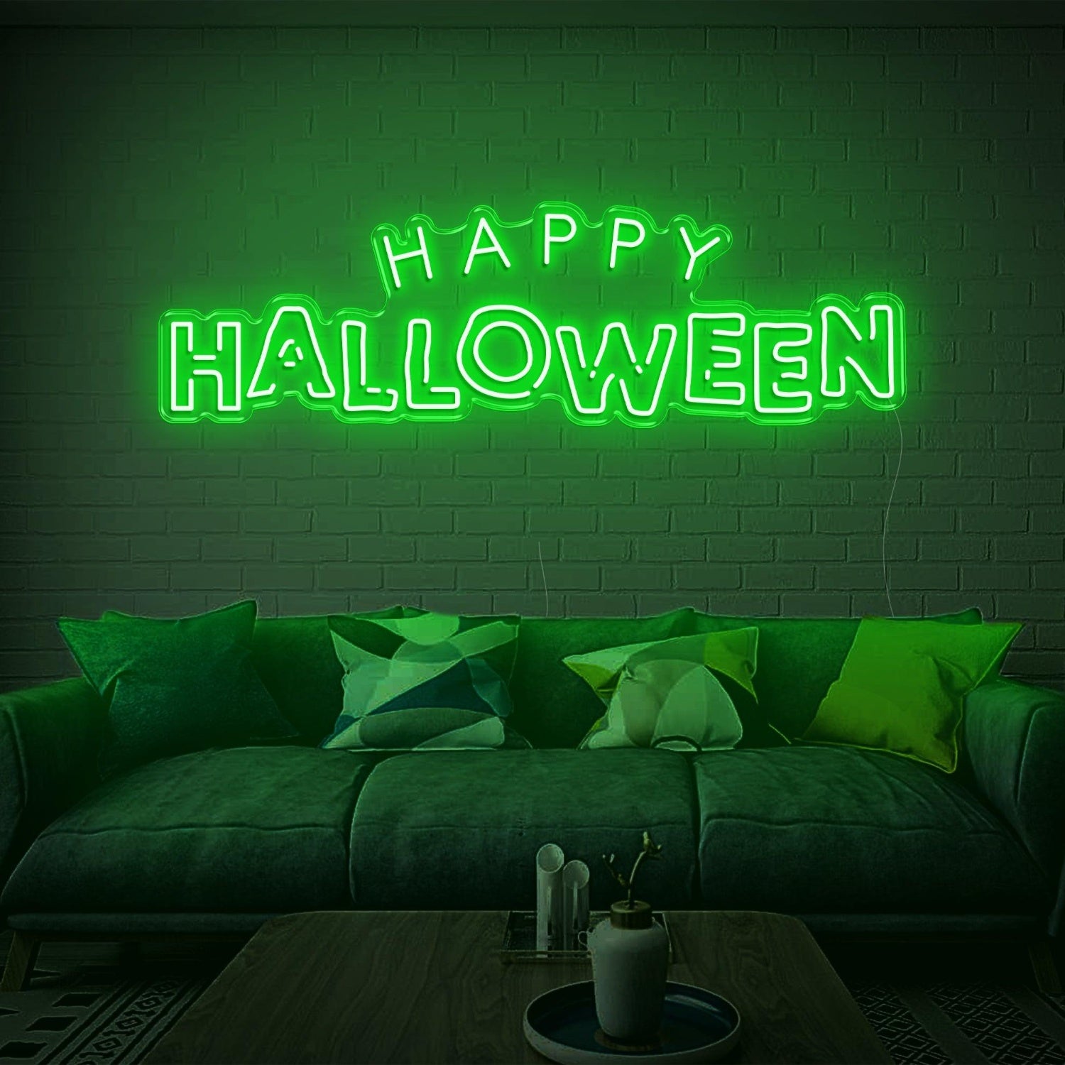 Bright Yellow Happy Halloween Led Neon Sign For Indoor Brick Wall Cozy Home Decor | Shineneon