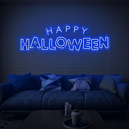 Bright Yellow Happy Halloween Led Neon Sign For Indoor Brick Wall Cozy Home Decor | Shineneon
