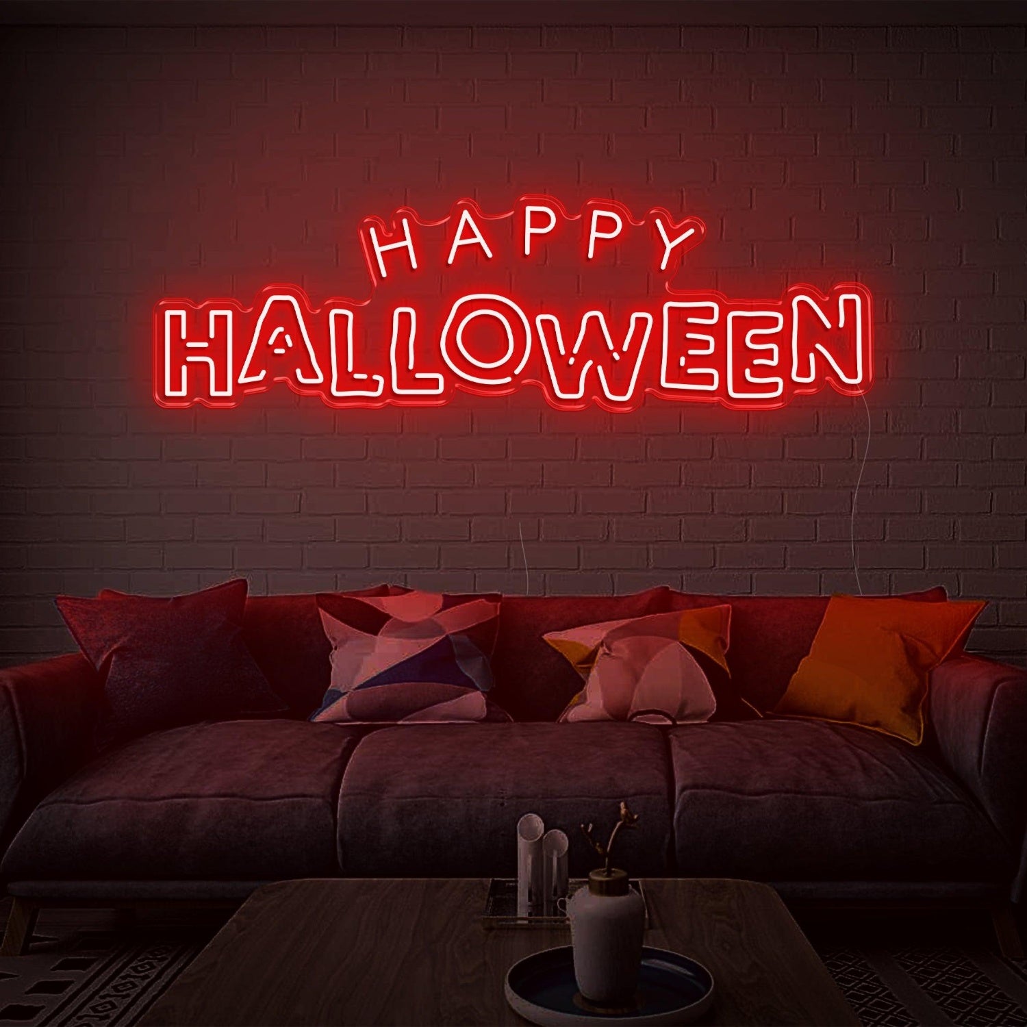 Bright Yellow Happy Halloween Led Neon Sign For Indoor Brick Wall Cozy Home Decor | Shineneon