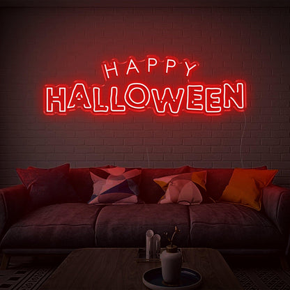 Bright Yellow Happy Halloween Led Neon Sign For Indoor Brick Wall Cozy Home Decor | Shineneon