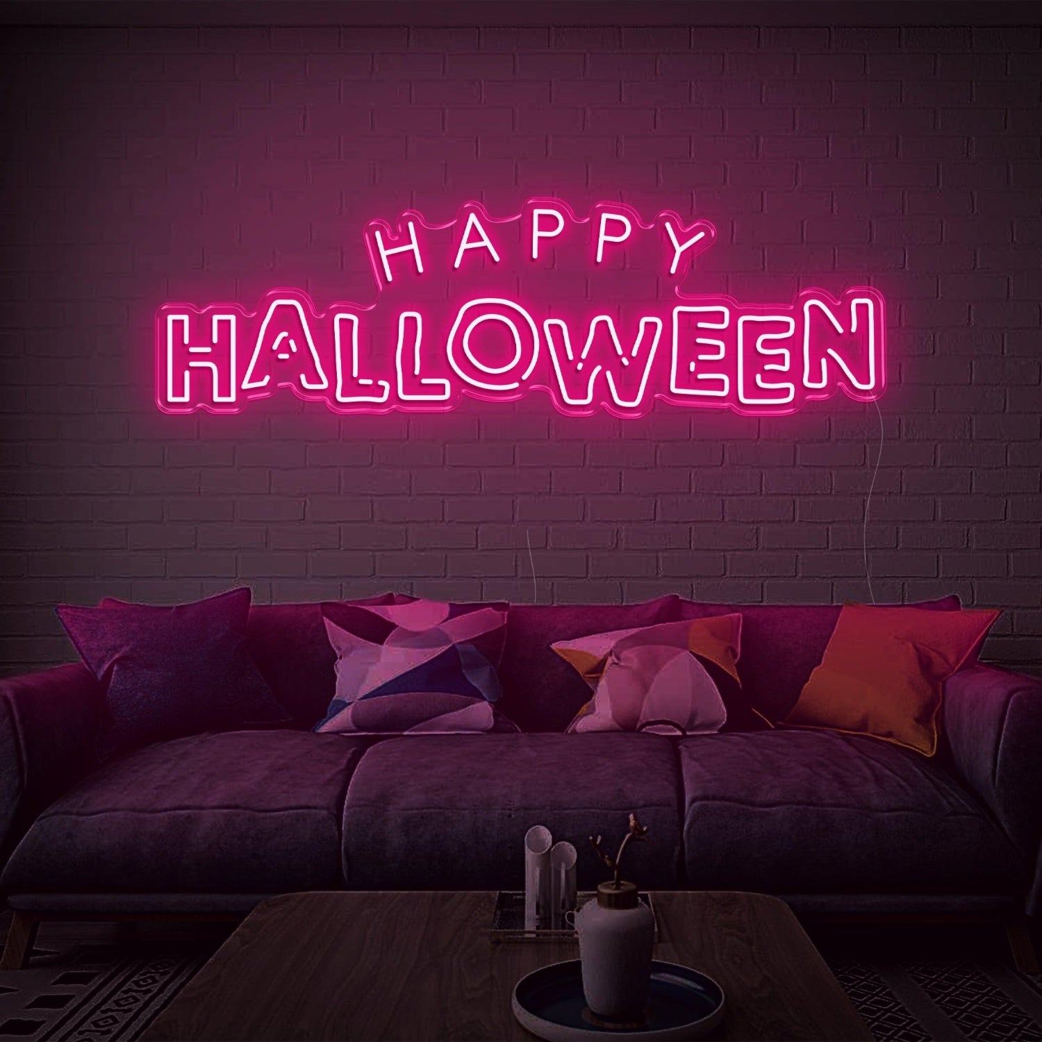Bright Yellow Happy Halloween Led Neon Sign For Indoor Brick Wall Cozy Home Decor | Shineneon
