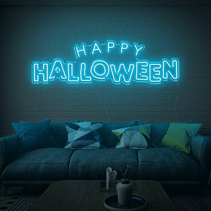 Bright Yellow Happy Halloween Led Neon Sign For Indoor Brick Wall Cozy Home Decor | Shineneon