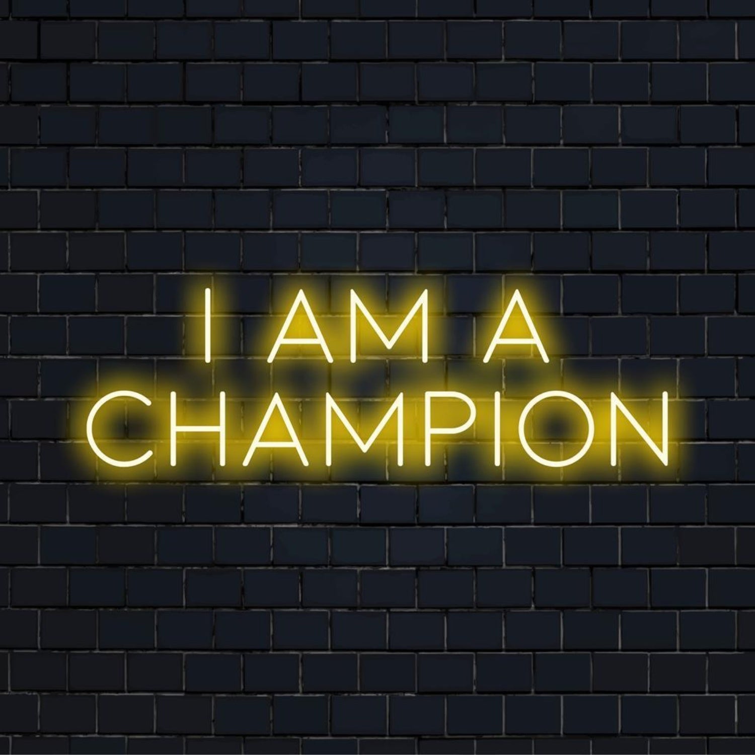 Bright Yellow I Am A Champion Led Neon Sign For Gym Studio Decor - Shineneon