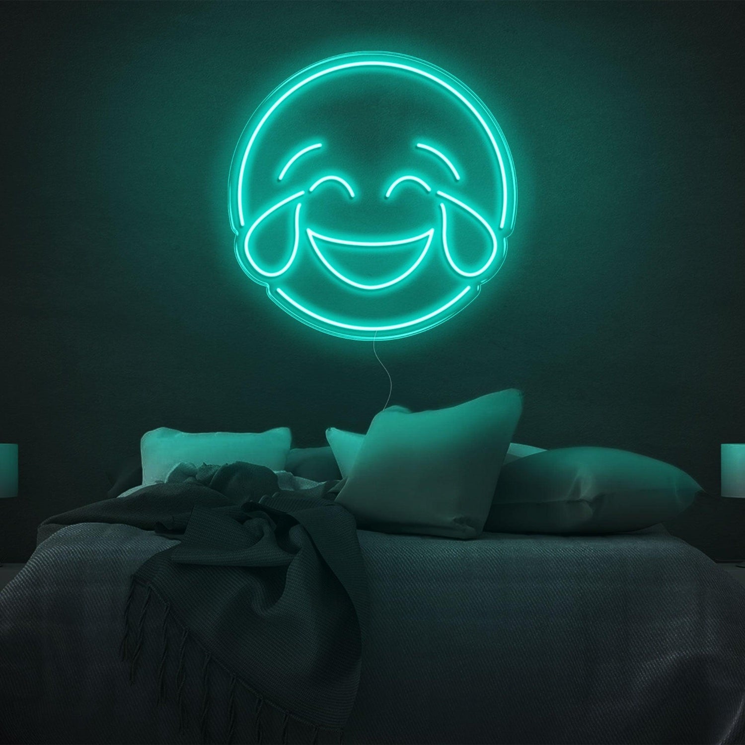 Bright Yellow Laughing Tears Emoticon Led Neon Sign Modern Bedroom Wall Art | Shineneon