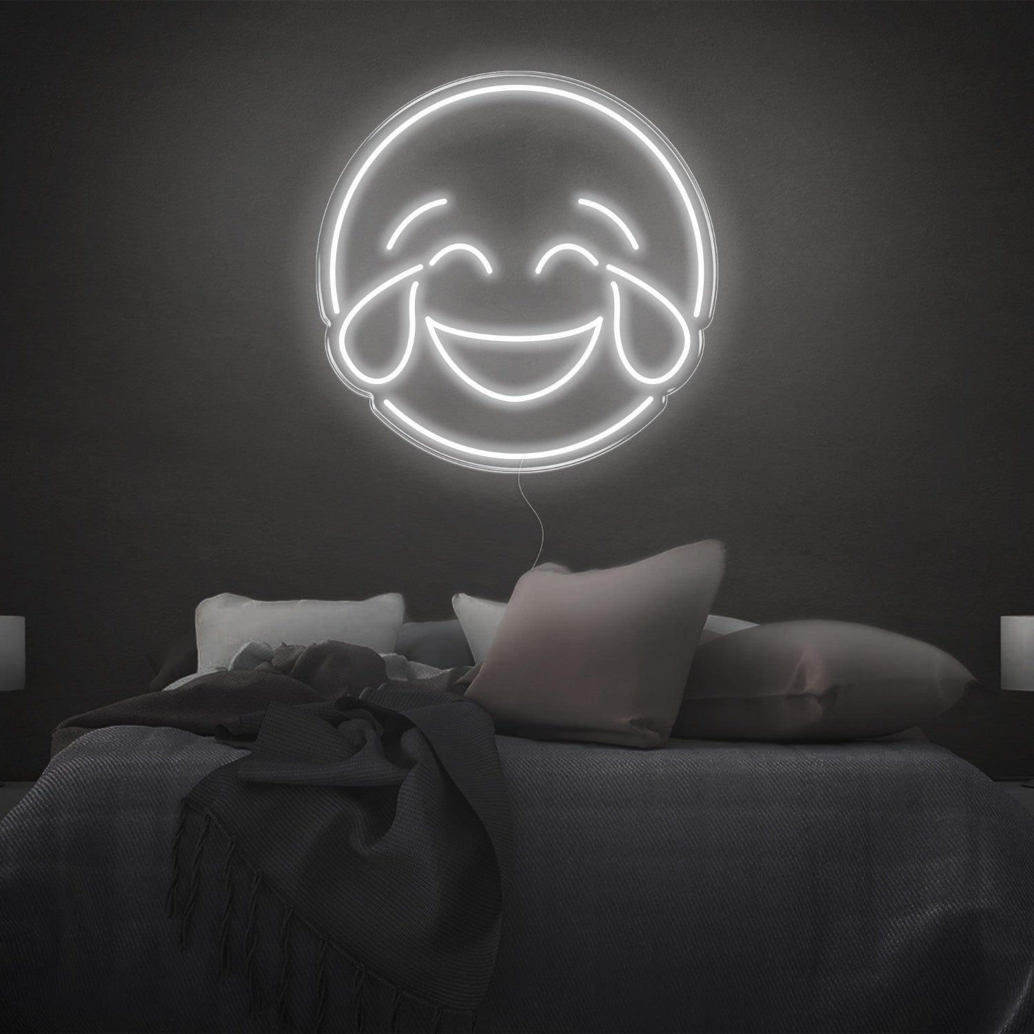 Bright Yellow Laughing Tears Emoticon Led Neon Sign Modern Bedroom Wall Art | Shineneon
