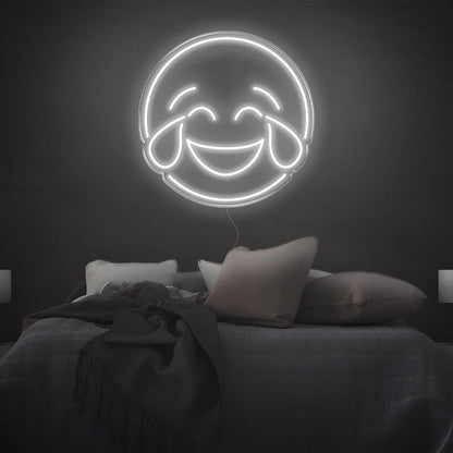 Bright Yellow Laughing Tears Emoticon Led Neon Sign Modern Bedroom Wall Art | Shineneon