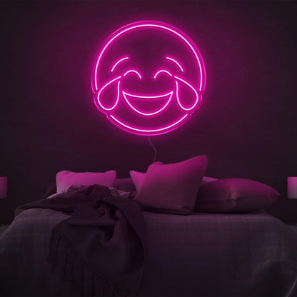 Bright Yellow Laughing Tears Emoticon Led Neon Sign Modern Bedroom Wall Art | Shineneon