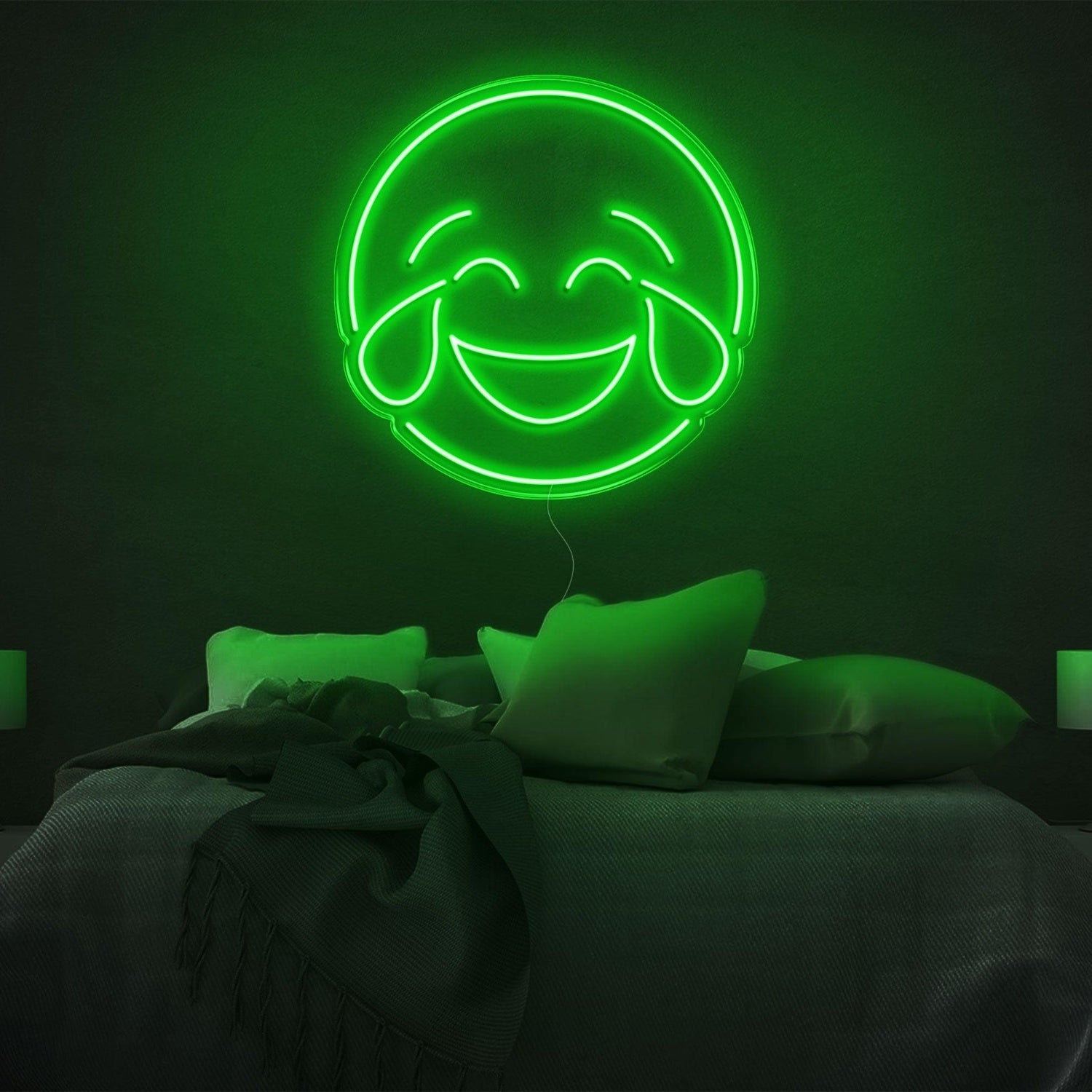 Bright Yellow Laughing Tears Emoticon Led Neon Sign Modern Bedroom Wall Art | Shineneon