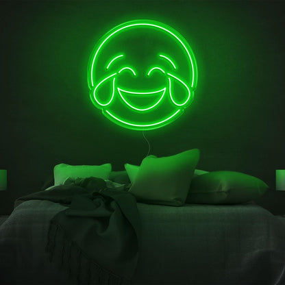 Bright Yellow Laughing Tears Emoticon Led Neon Sign Modern Bedroom Wall Art | Shineneon