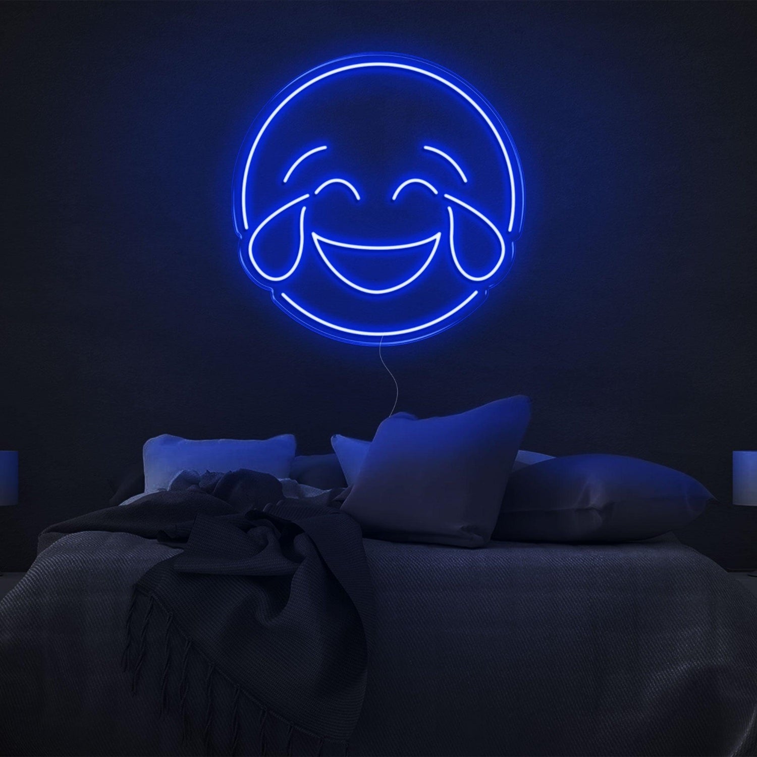 Bright Yellow Laughing Tears Emoticon Led Neon Sign Modern Bedroom Wall Art | Shineneon