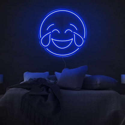 Bright Yellow Laughing Tears Emoticon Led Neon Sign Modern Bedroom Wall Art | Shineneon