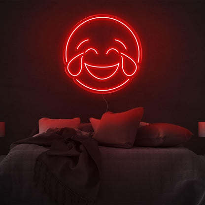 Bright Yellow Laughing Tears Emoticon Led Neon Sign Modern Bedroom Wall Art | Shineneon