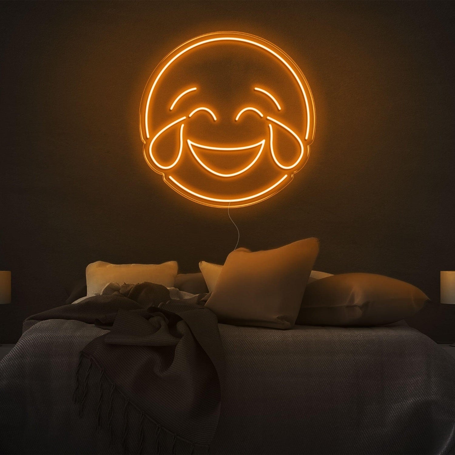Bright Yellow Laughing Tears Emoticon Led Neon Sign Modern Bedroom Wall Art | Shineneon