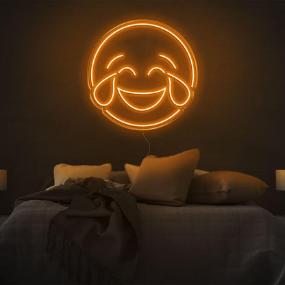 Bright Yellow Laughing Tears Emoticon Led Neon Sign Modern Bedroom Wall Art | Shineneon