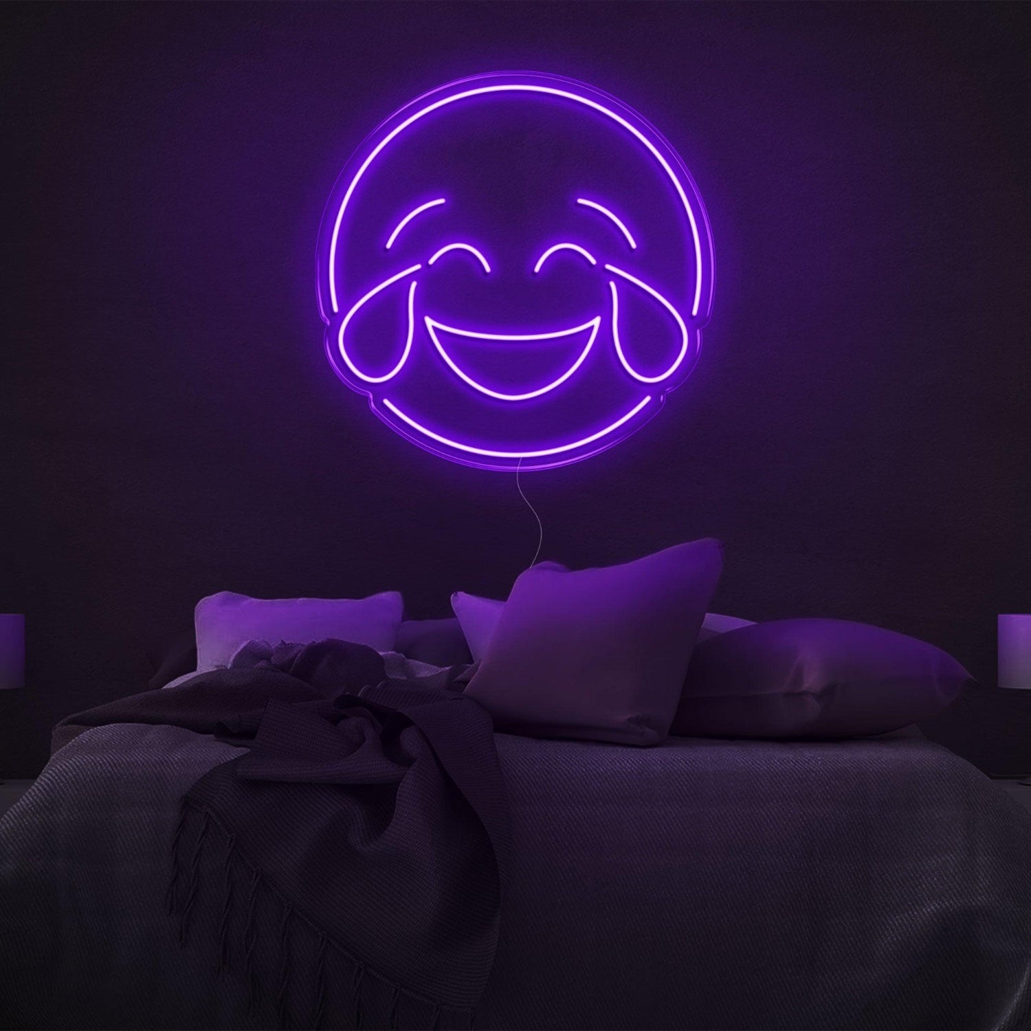 Bright Yellow Laughing Tears Emoticon Led Neon Sign Modern Bedroom Wall Art | Shineneon