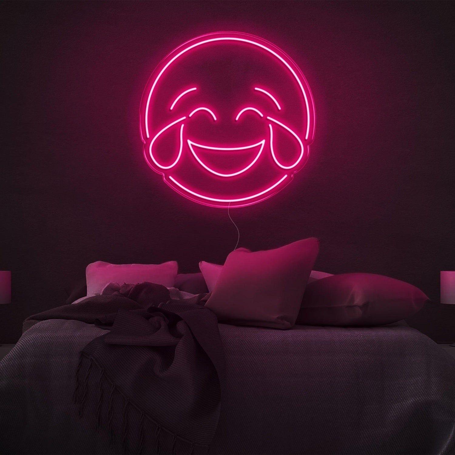 Bright Yellow Laughing Tears Emoticon Led Neon Sign Modern Bedroom Wall Art | Shineneon
