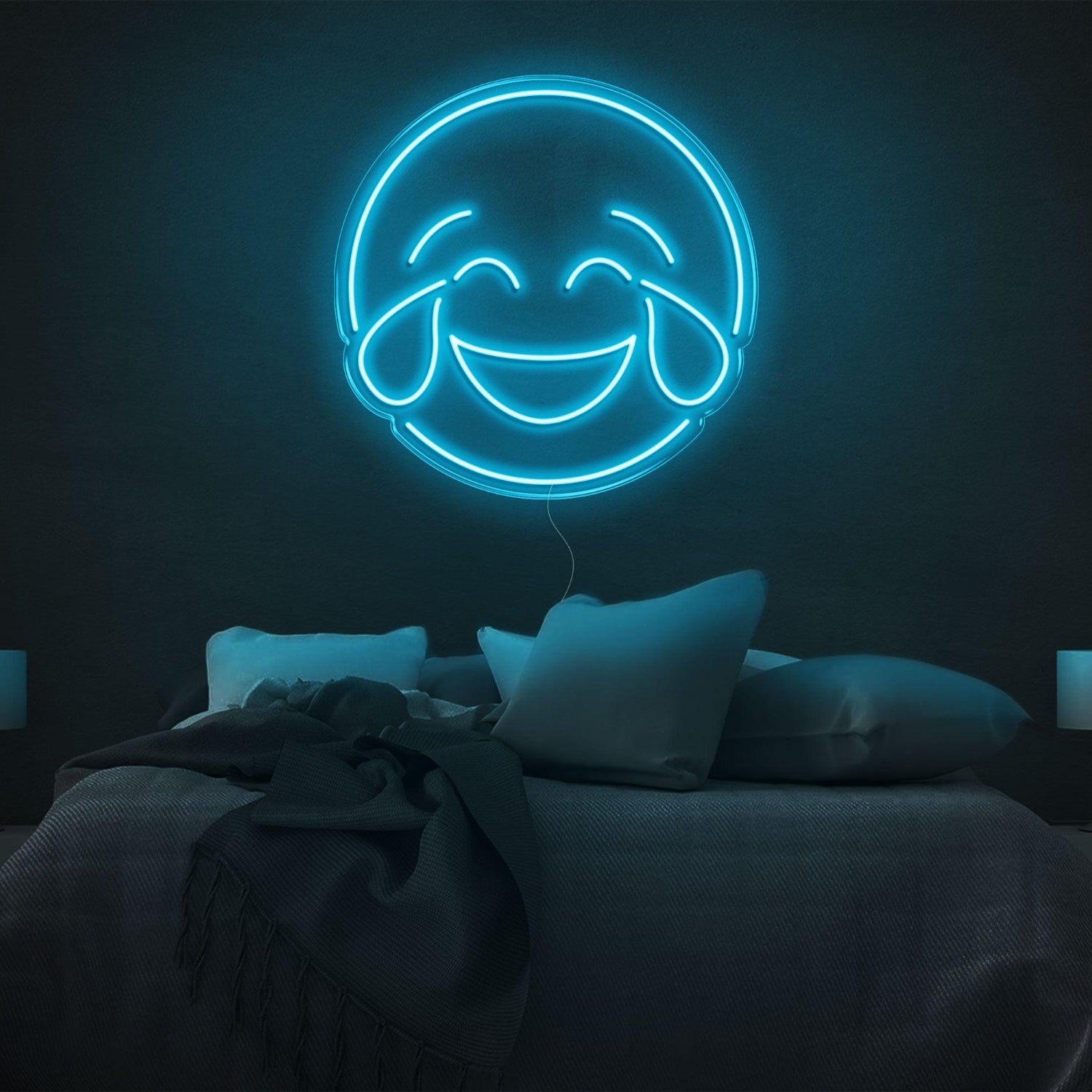 Bright Yellow Laughing Tears Emoticon Led Neon Sign Modern Bedroom Wall Art | Shineneon