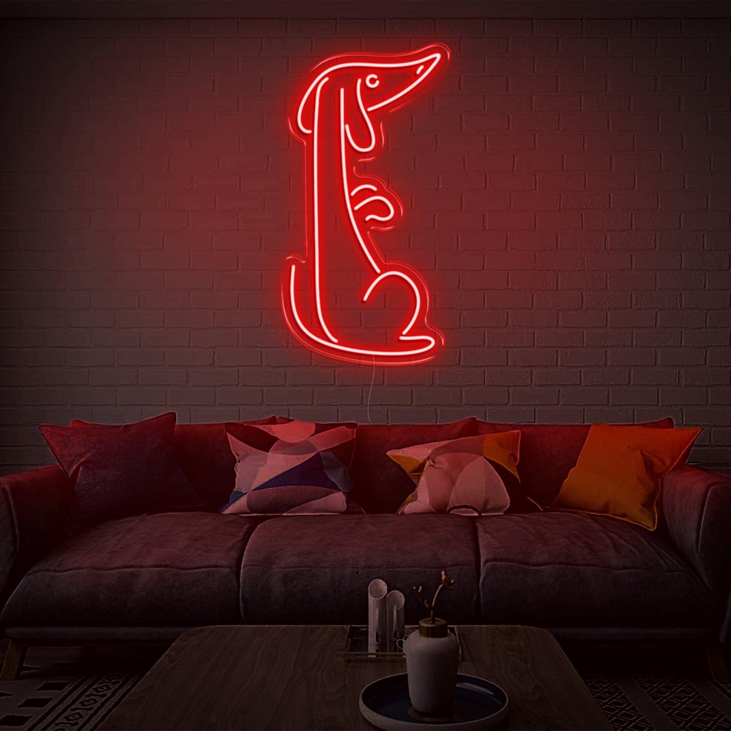 Bright Yellow Minimalist Dog Led Neon Sign For Living Room Decor | Shineneon