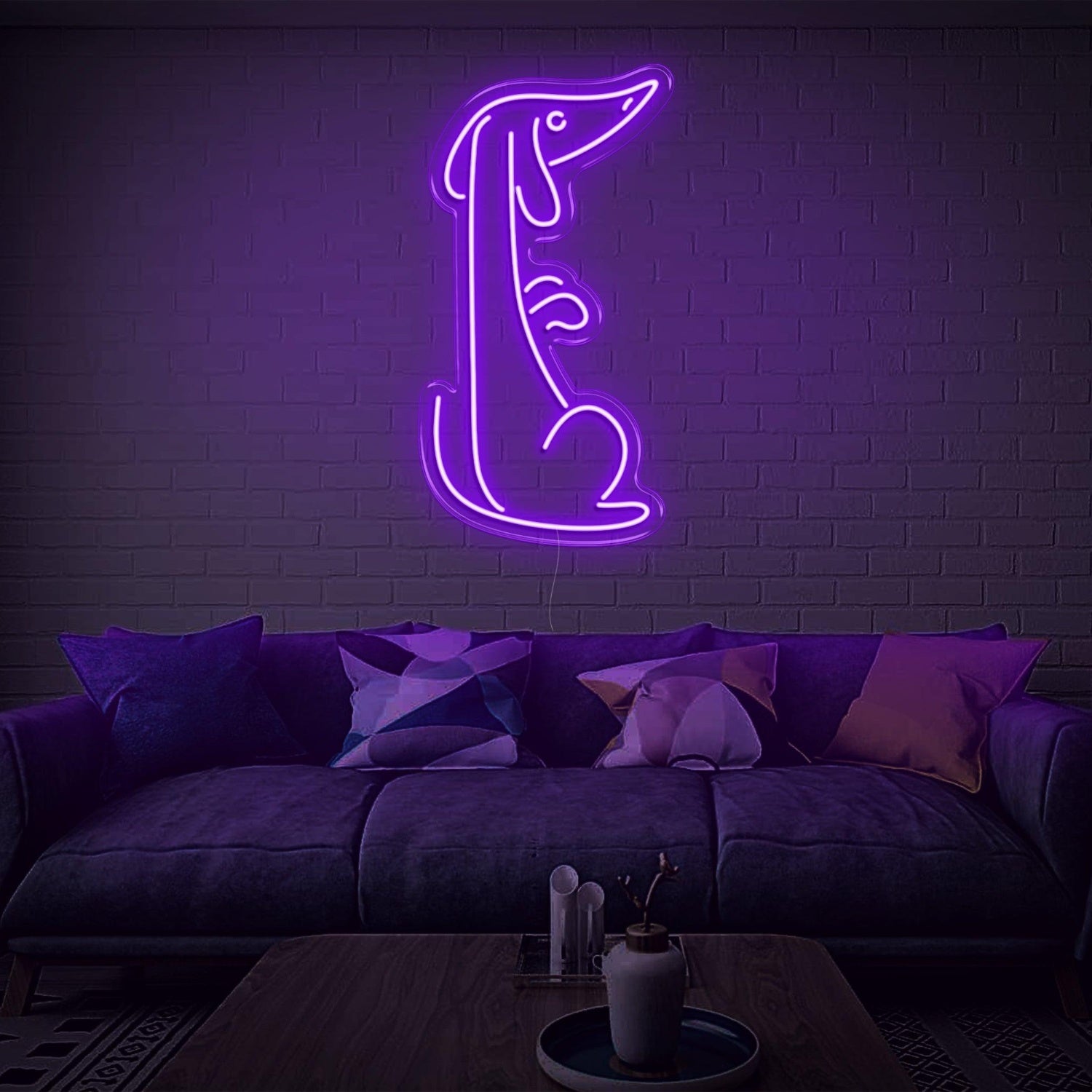 Bright Yellow Minimalist Dog Led Neon Sign For Living Room Decor | Shineneon