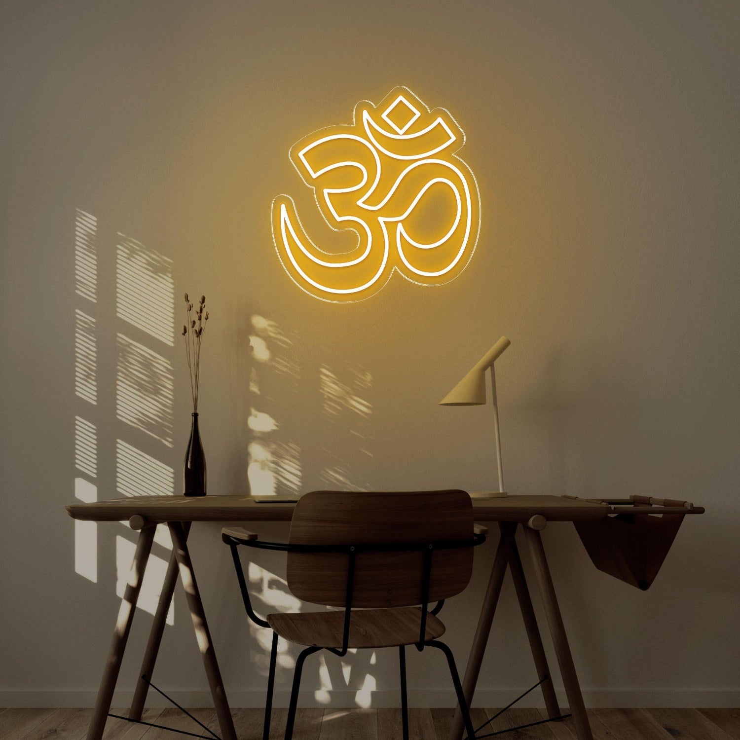 Bright Yellow Modern Om Symbol Led Neon Sign For Home Decor | Shineneon