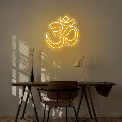Bright Yellow Modern Om Symbol Led Neon Sign For Home Decor | Shineneon