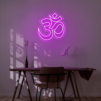 Bright Yellow Modern Om Symbol Led Neon Sign For Home Decor | Shineneon