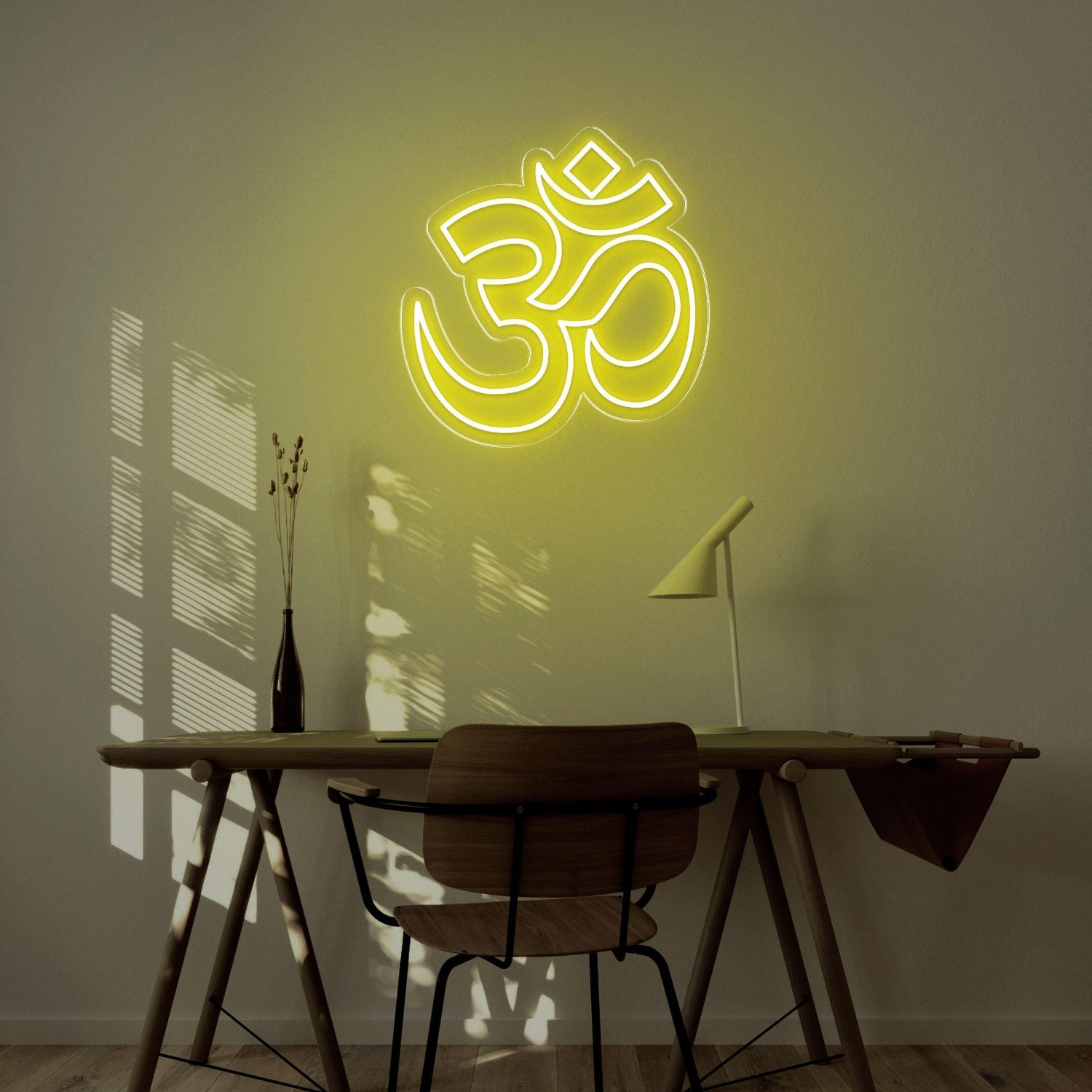 Bright Yellow Modern Om Symbol Led Neon Sign For Home Decor | Shineneon