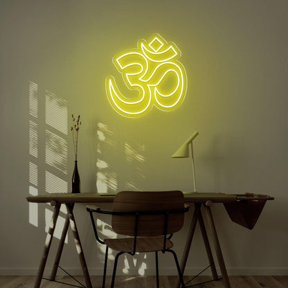Bright Yellow Modern Om Symbol Led Neon Sign For Home Decor | Shineneon