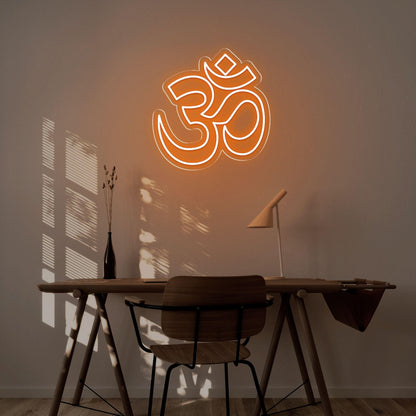 Bright Yellow Modern Om Symbol Led Neon Sign For Home Decor | Shineneon