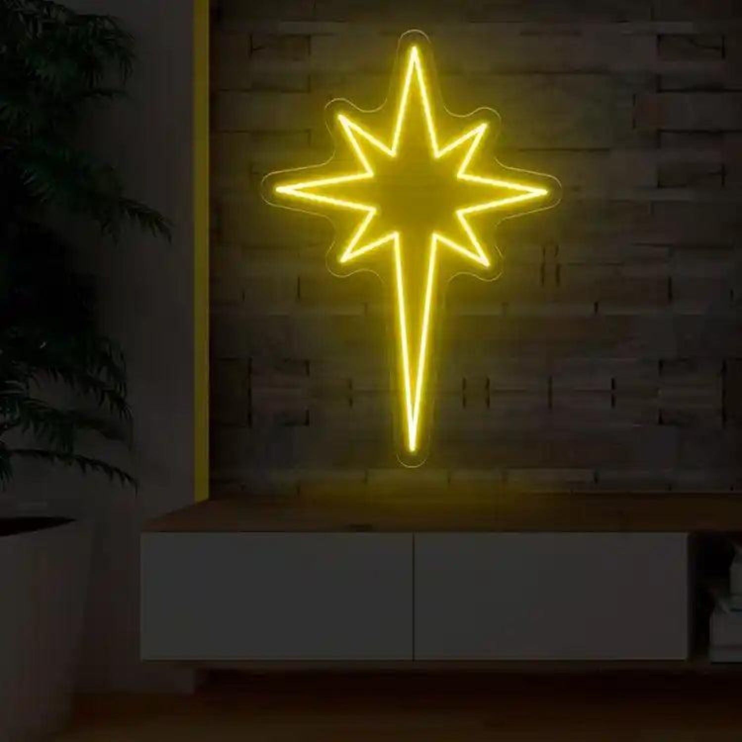 Bright Yellow Octagon Star Led Neon Sign For Modern Home Cafe Decor | Shineneon
