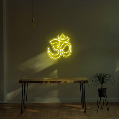 Bright Yellow Om Hinduism Symbol Led Neon Sign For Zen Home Decor | Shineneon
