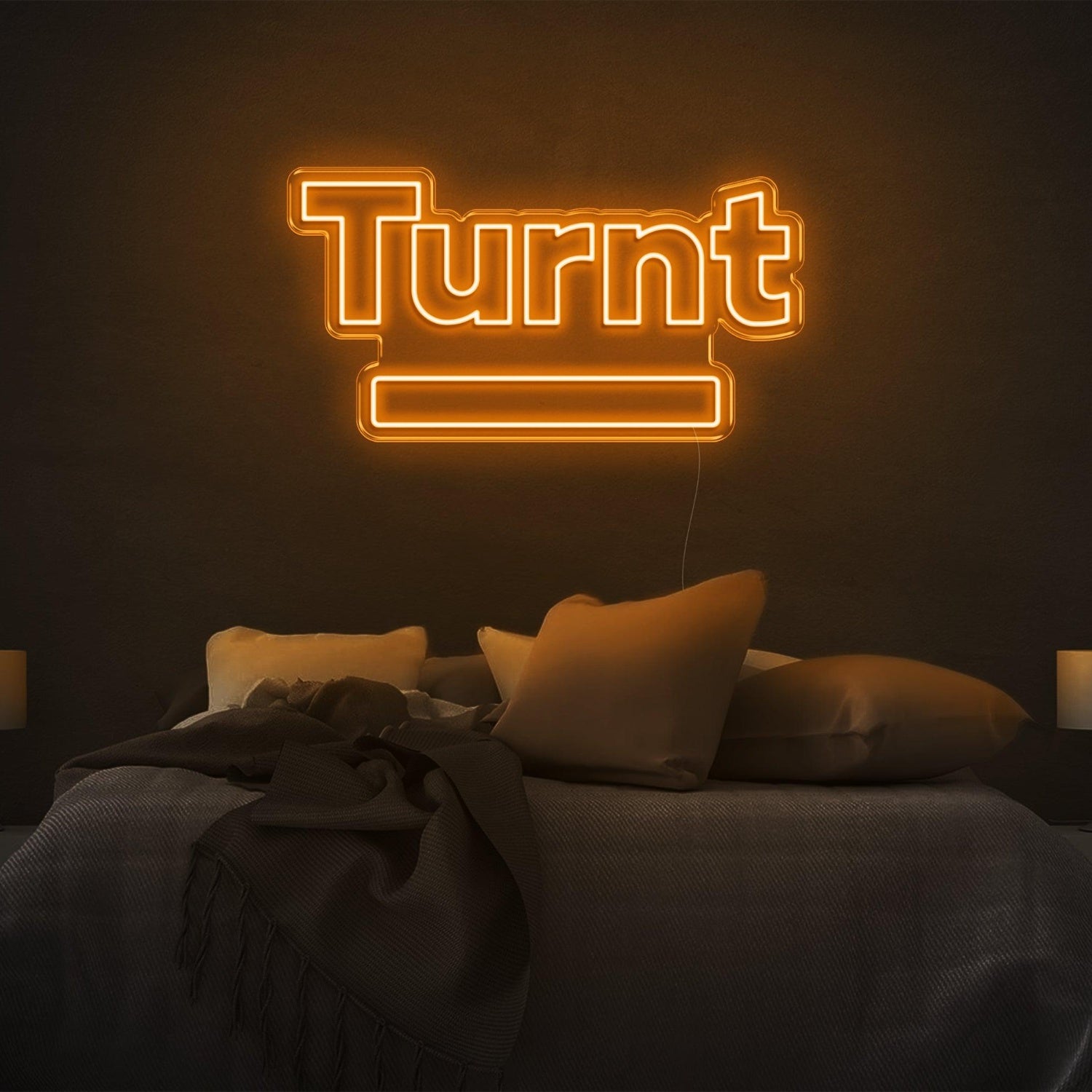 Bright Yellow Turnt Led Neon Sign With Base Bar For Bedroom Wall Decor | Shineneon