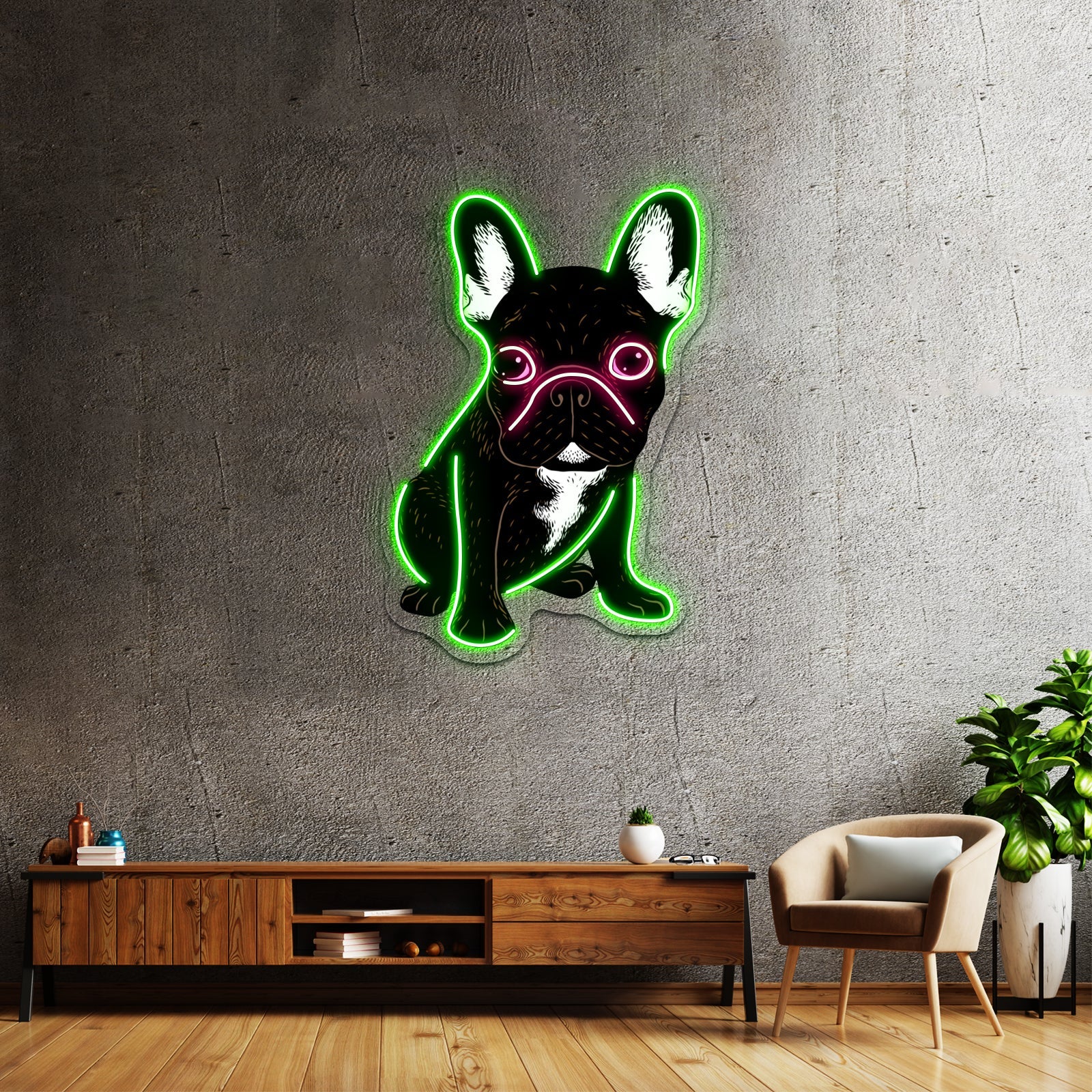 Brindle French Bulldog Artwork Led Neon Sign - Shineneon