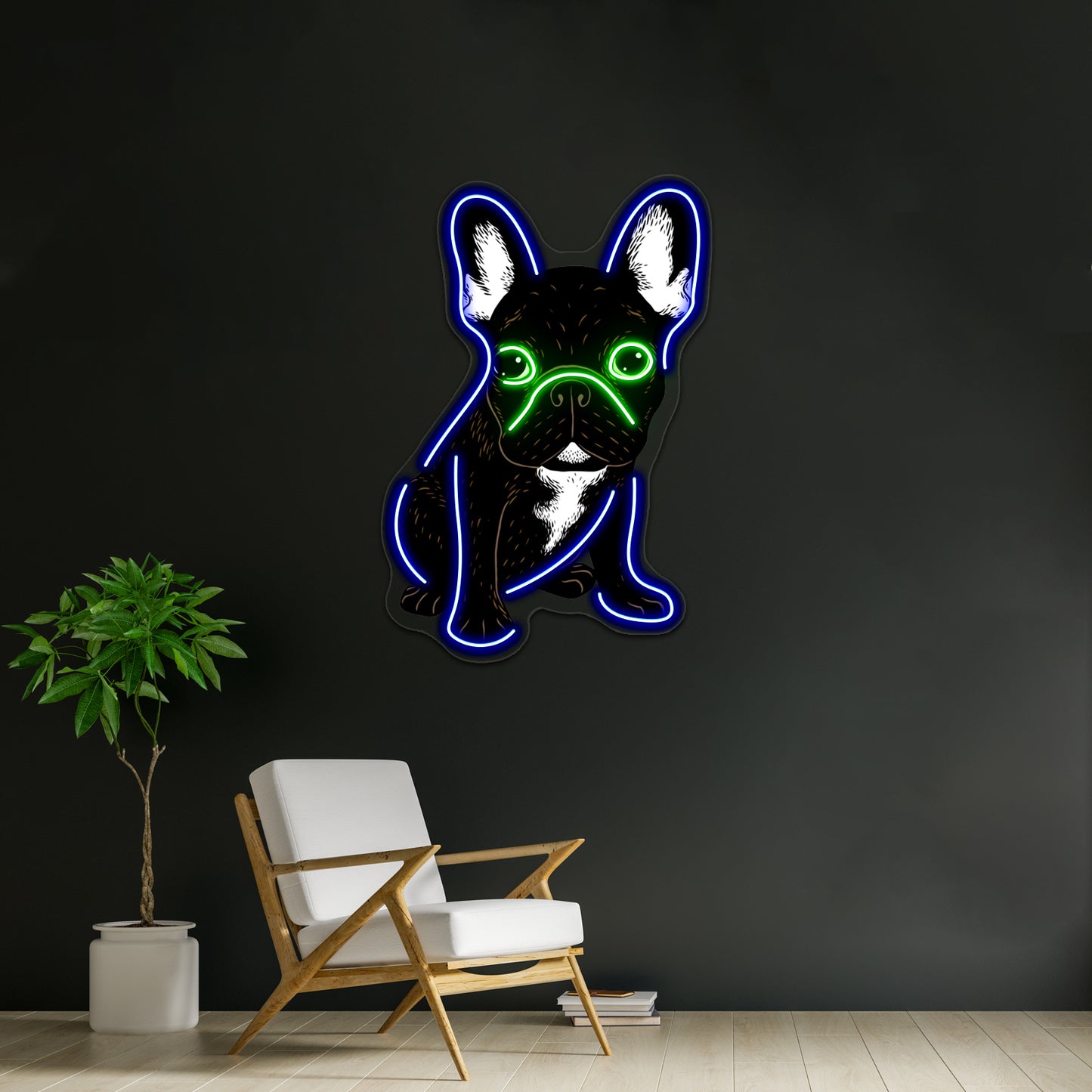 Brindle French Bulldog Artwork Led Neon Sign