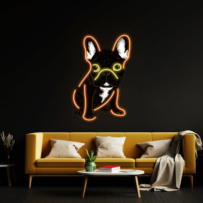 Brindle French Bulldog Artwork Led Neon Sign